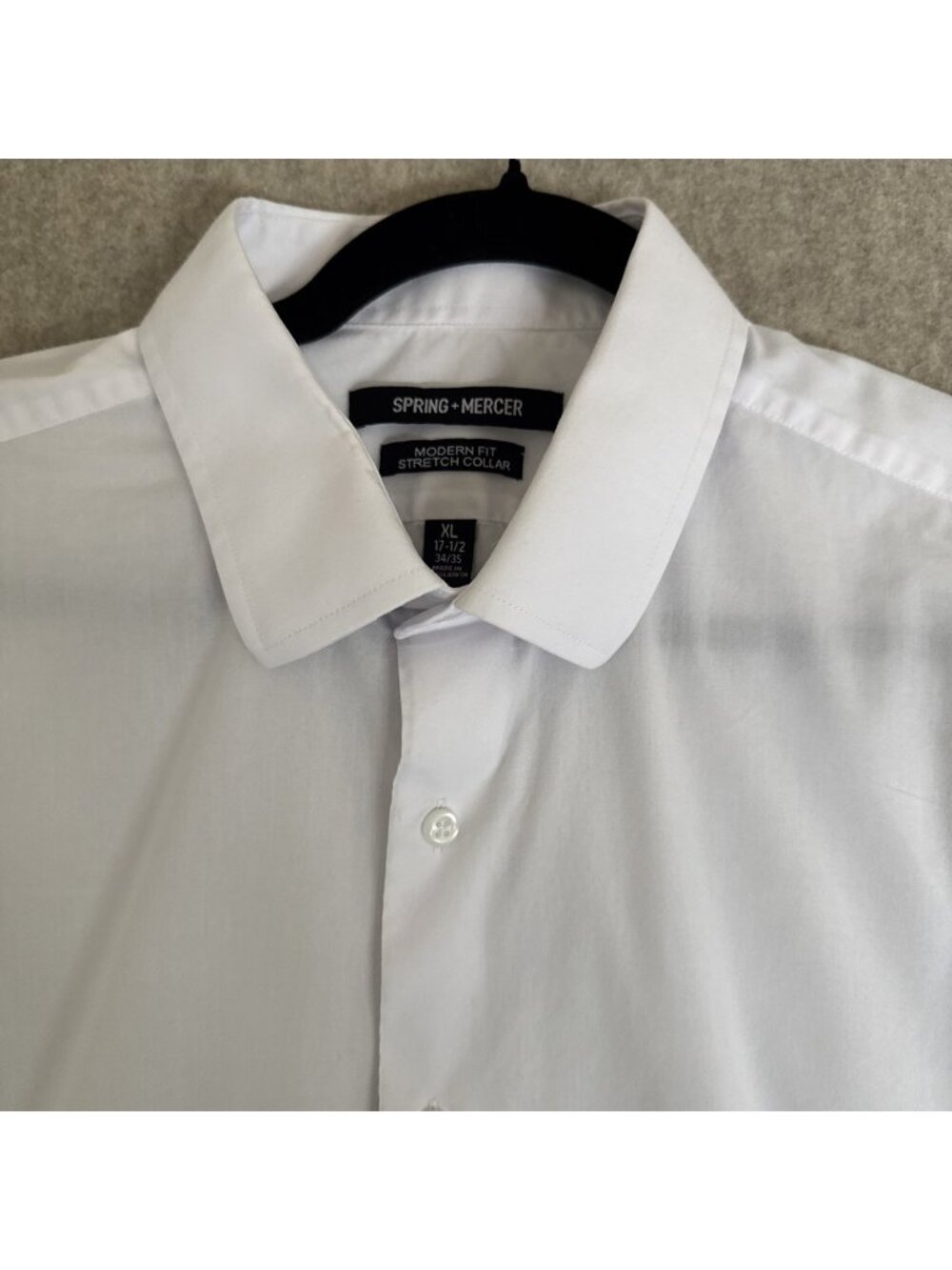 Spring + Mercer White Dress Shirt Men's XL 17.5 Modern Fit Stretch Collar